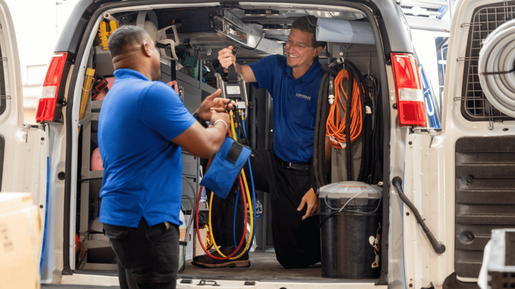 regular hvac maintenance techs prepping for visit