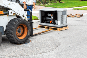 home generator next to a fork lift